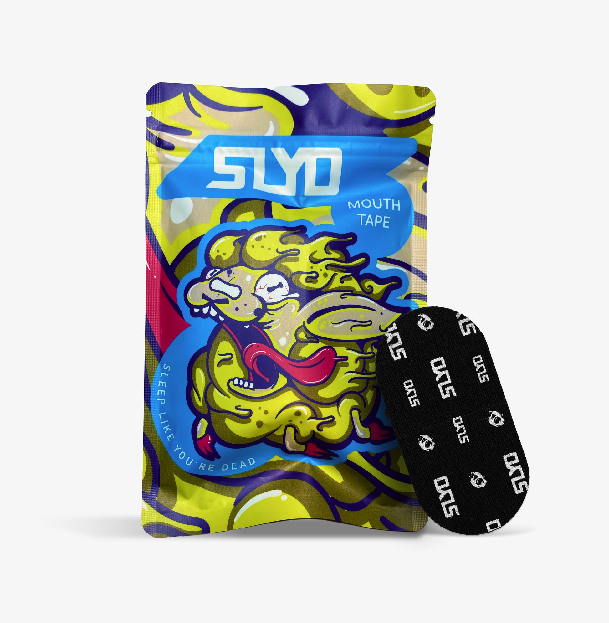 SLYD mouth tape bag, sleep like you're dead logo, custom design mouth tape 